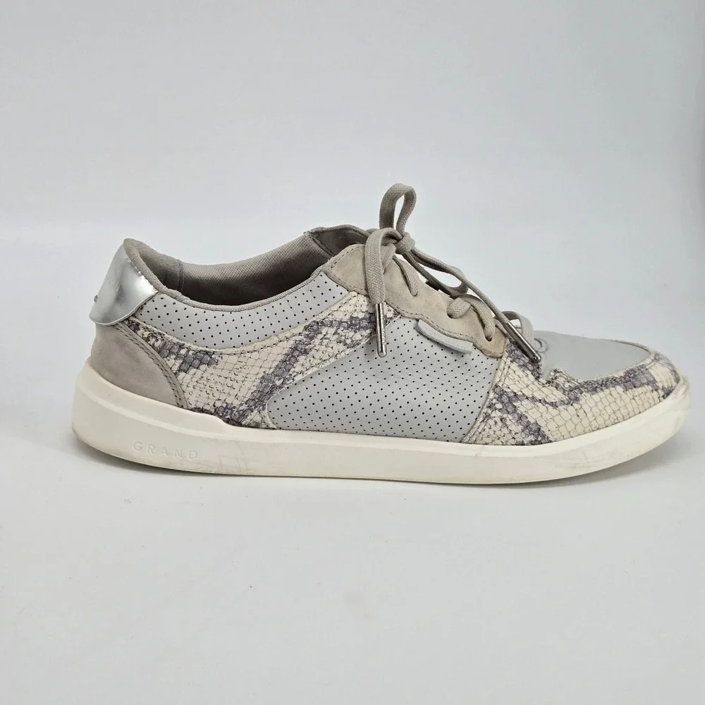 Cole Haan Grand Crosscourt Snakeskin Leather Shoes Grey 9B Python Sneakers‎